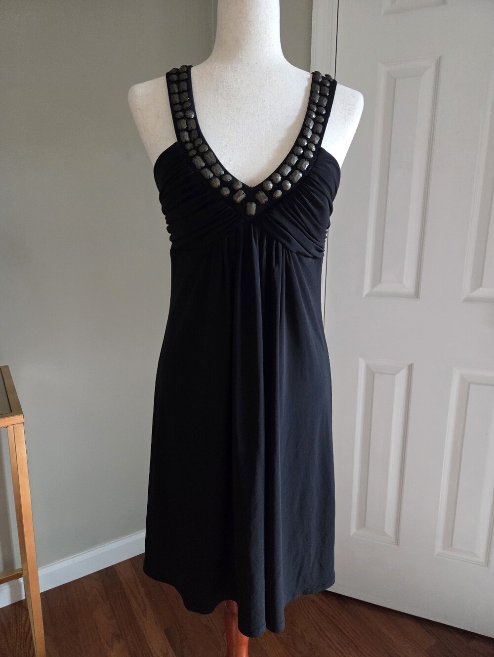 Bisou Bisou Y2K Black Jeweled Empire Waist Cocktail Party Dress Sz 10